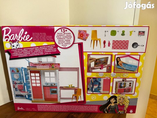 Barbie emeletes összecsukható ház játék baba