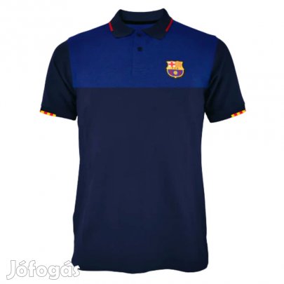 Barcelona póló galléros felnőtt kék