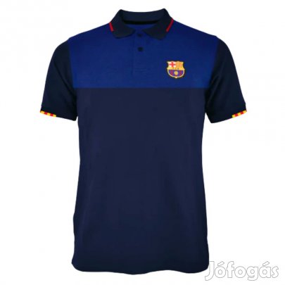 Barcelona póló galléros felnőtt kék