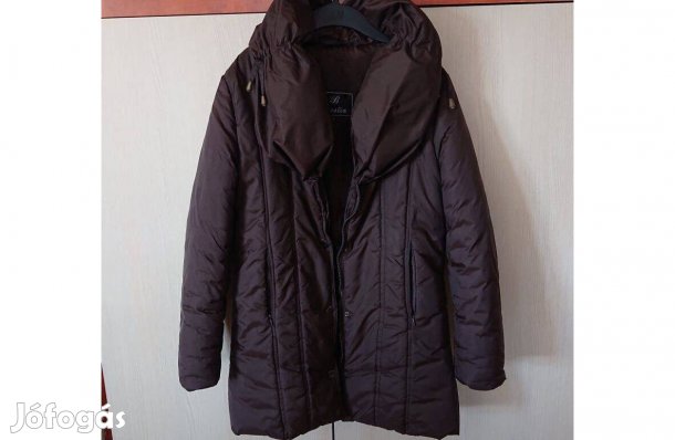 Barna S méretű hosszú téli női kabát - mérve pontosan
