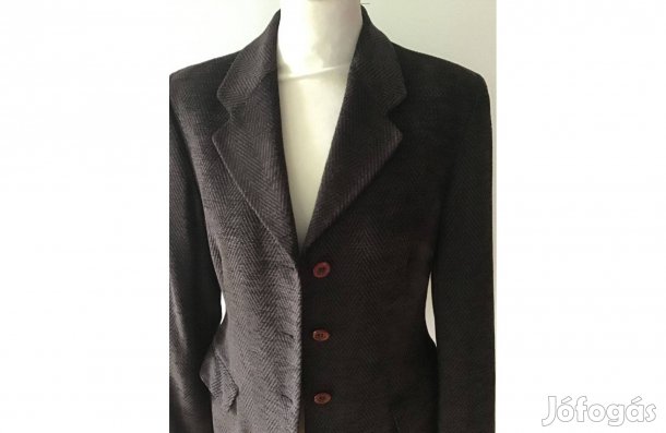 Barna, bársony, szép szabású, olasz női blézer- 36-38-as (Hibátlan)