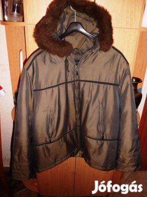 Barna bélelt kapucnis ujj dzseki 2XL-es