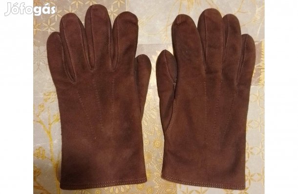 Barna bélelt puha női bőrkesztyű kifogástalan állapotban 6-7-es méret