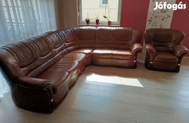 Barna bőr ülőgarnitúra