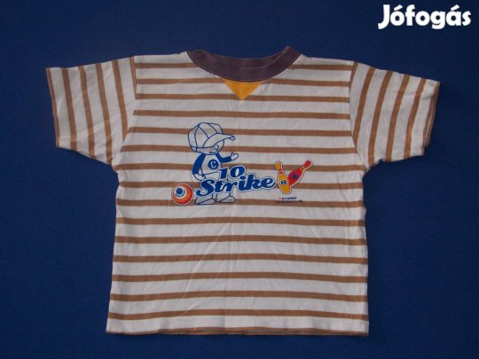 Barna csíkos, bowling figurás póló 86-os, 1-2 évesre