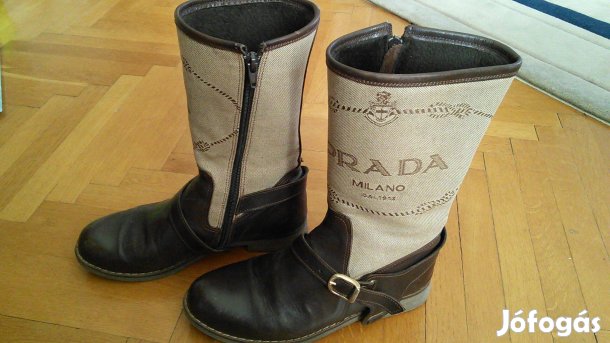 Barna csizma 37-es 37 bőr vászon női