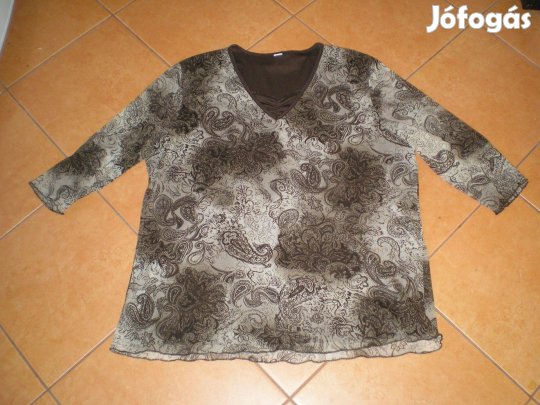 Barna drapp női felső tunika XL-es XL háromnegyedes ujjal