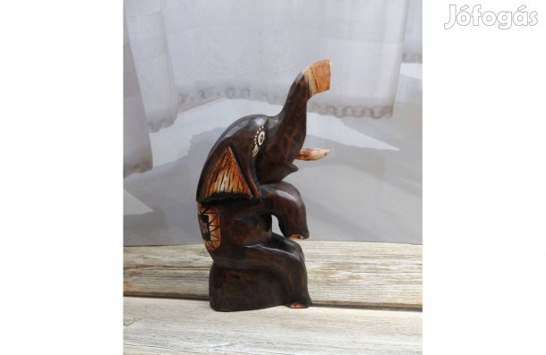 Barna fa elefánt dísz dekoráció 23cm