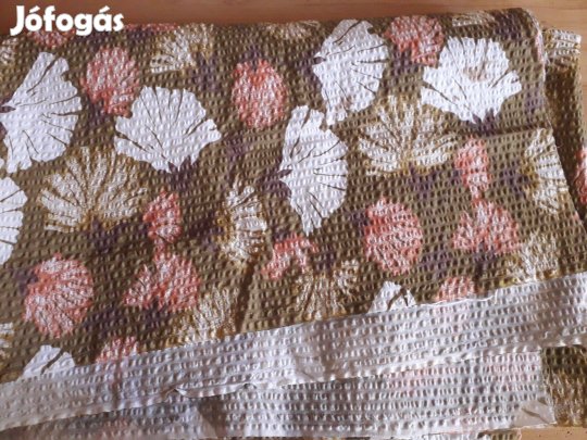 Barna-fehér-rózsaszín virágos krepp - méteráru (III/15.)