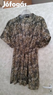Barna fekete mintás muszlin blúz nagy méretű 50-52-es