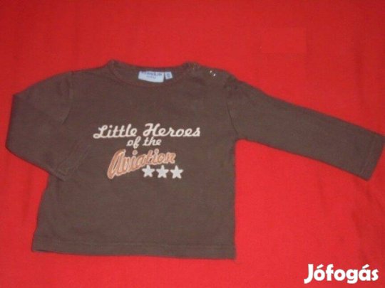 Barna feliratos hosszú ujjú póló felső 6-9 hó (méret 74)