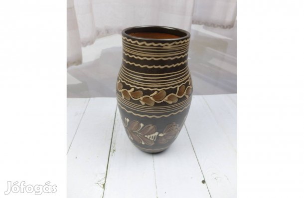 Barna festett váza 22cm