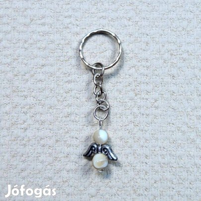 Barna gyöngyház angyal kulcstartó