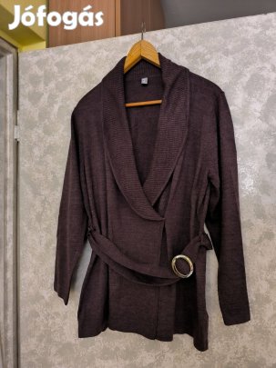 Barna kötött galléros pulóver, kardigán 44-es
