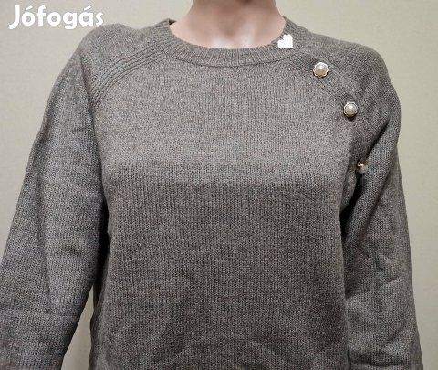 Barna kötött pulóver elegáns gyöngygombokkal Új, S méret