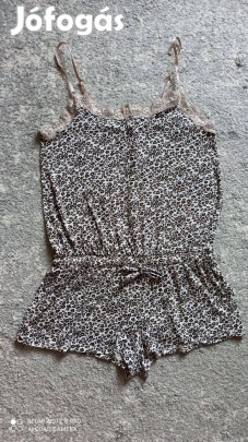 Barna leopárdmintás pántos baby doll, overál