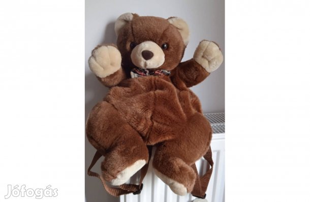 Barna macis plüss gyermek hátizsák