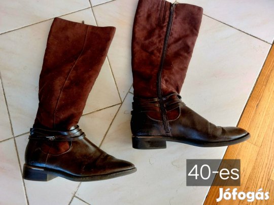 Barna nói 40 es bőrcsizma 