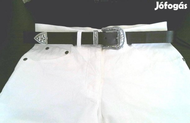 Barna női öv díszes ezüst csattal