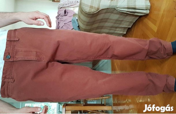 Barna színű férfi vászon nadrág W40 L32 slim pamut