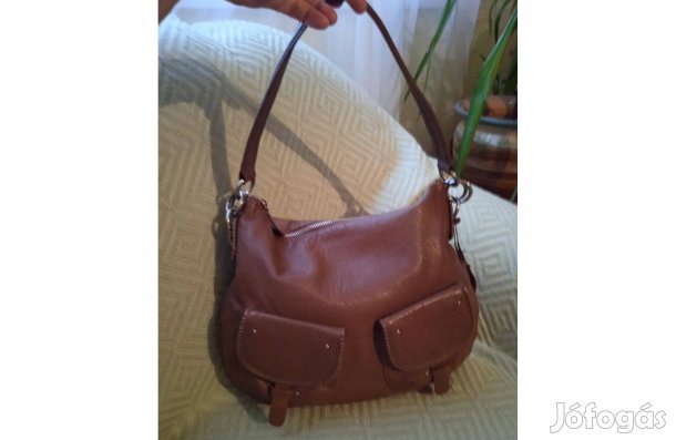 Barna valódi bőr táska, válltáska