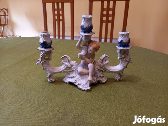 Barokk Stílusú Angyalkás Gyertyatartó