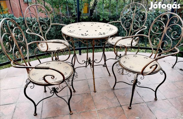 Barokk kerti garnitúra - (1 db asztal + 4db szék)