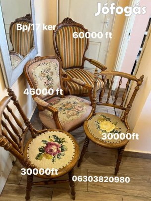 Barokk nagy karosszék 60000,46000 ft thonett goblenes 30000/ db bp/17