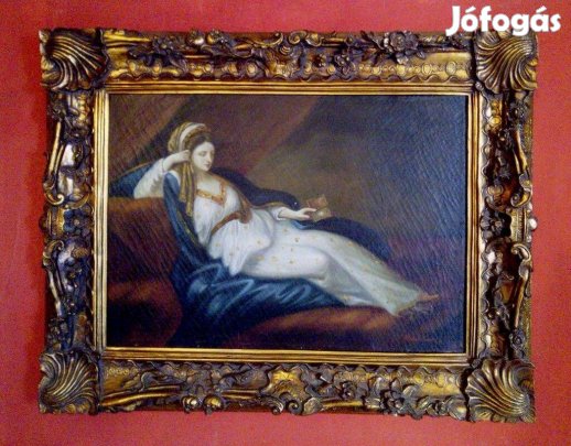Barokk stílusú festmény Olaszországból. Keretezve szignóval