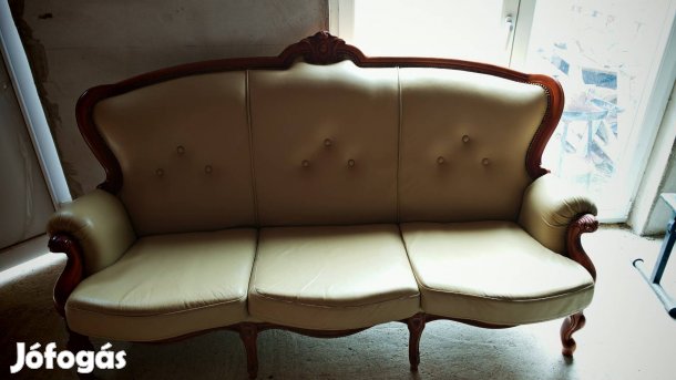 Barokk stílusú valódi bőr kanapé