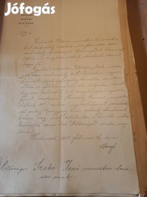 Baross Gábor régi levél papír