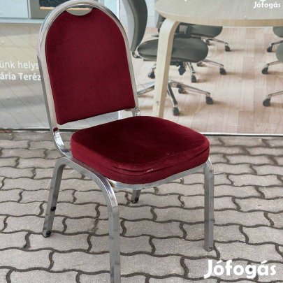 Bársony tárgyalószék,konferenciaszék, krómvázzal, bordó - használt