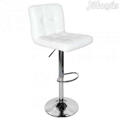 Bárszék, fehér textilbőr/króm, KANDY 2 NEW