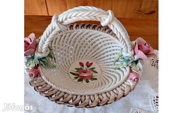 Bassano olasz,kézzel festett porcelán ,rózsás kosár 3900 Ft Bp. 3.ke