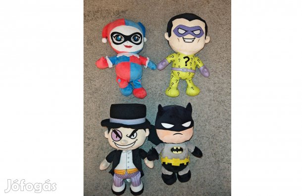 Batman, Rébusz, Pingvin, Harley Quinn, DC plüss szett