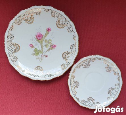 Bavaria német porcelán csészealj kistányér tányér párok szett virág