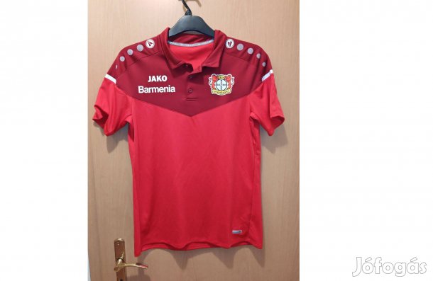 Bayer Leverkusen eredeti Jako piros galléros póló (M)