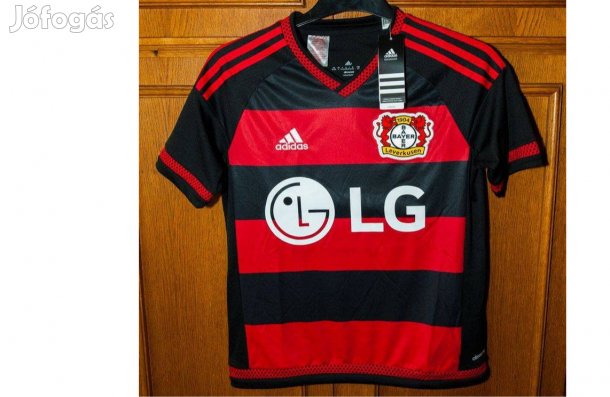 Bayer Leverkusen eredeti adidas piros fekete gyerek mez (L, 164)