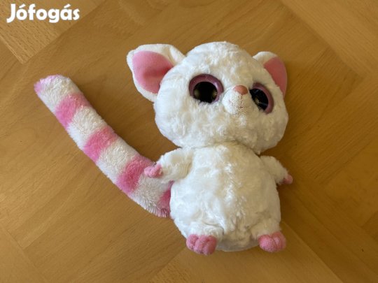 Beanie Boo stílusú nagy szemű gyűrűsfarkú lemur plüss újszerű
