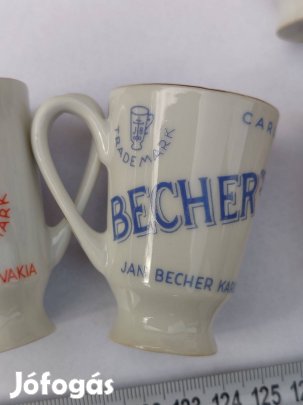 Bechers likőrös-pohárkészlet. Kb. 1950-60 !