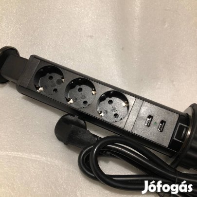 Beépíthető Rejtett aljzat 3-as elosztó süllyeszthető konnektor + 2 USB