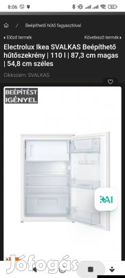 Beépíthető hűtőszekrény eladó 