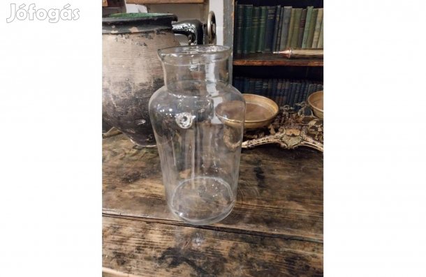 Befőttes huta üveg, régi pecsétes fújt üveg 5 literes dekorációnak 12