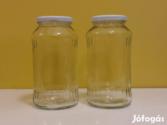 Befőttes üveg, meggykompótos 720 ml-es, tiszta, tetővel (19 db)