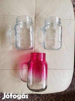 Befőttes üveg formájú füles csavaros üveg pohár bögre Party kellék