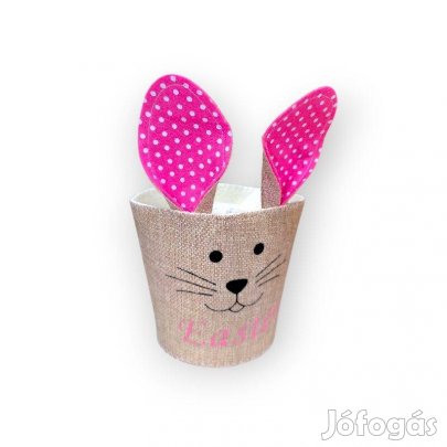 Beige húsvéti kosár nyuszi mintával 13x21cm