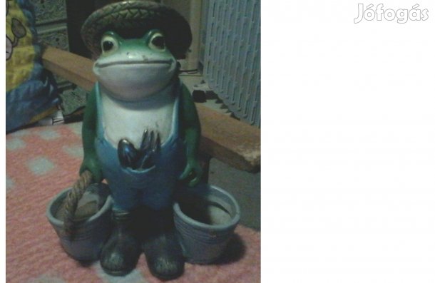 Béka vödörrel szobor dekoráció 13 cm magas