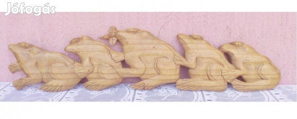 Békacsapat faragvány Indonéziából, egyedi kézműves munka. 80cm
