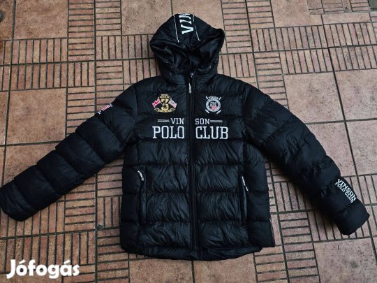 Bélelt Vinson Polo club hímzett télikabát kapucnis téli kabát L