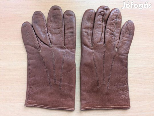 Bélelt bőrkesztyű világosbarna színben